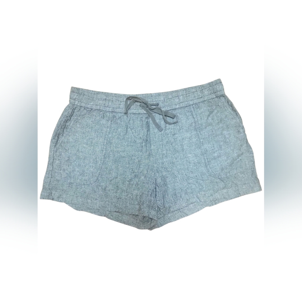 New York & Co Women's Gray 2-Pocket Casual Drawstring Linen Blend Shorts, M